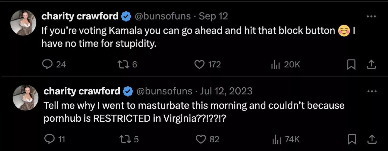 Charity Crawford confused about which party is anti-porn