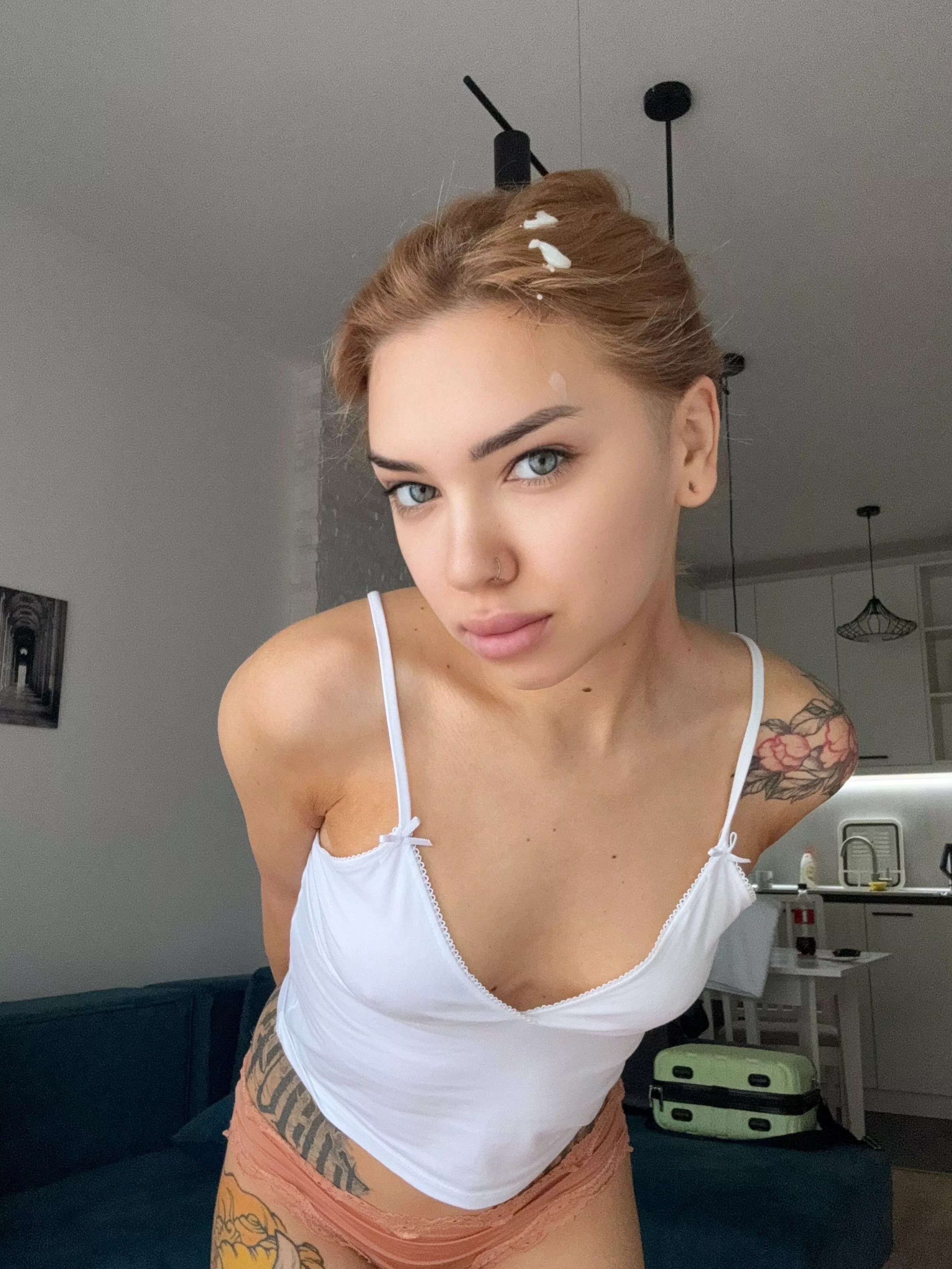 Cum in my hair, looks like you left your mark :)