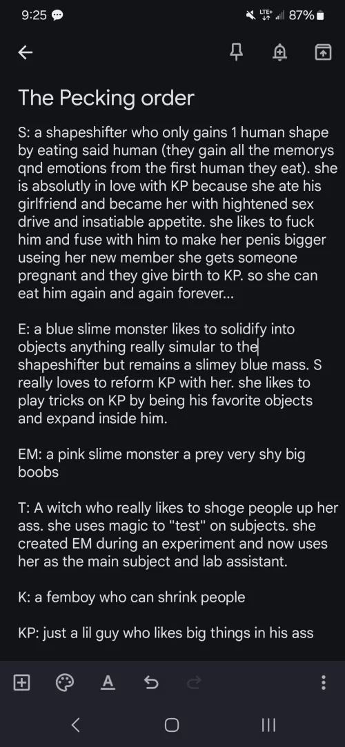 {Discussion}Trying to create vore characters