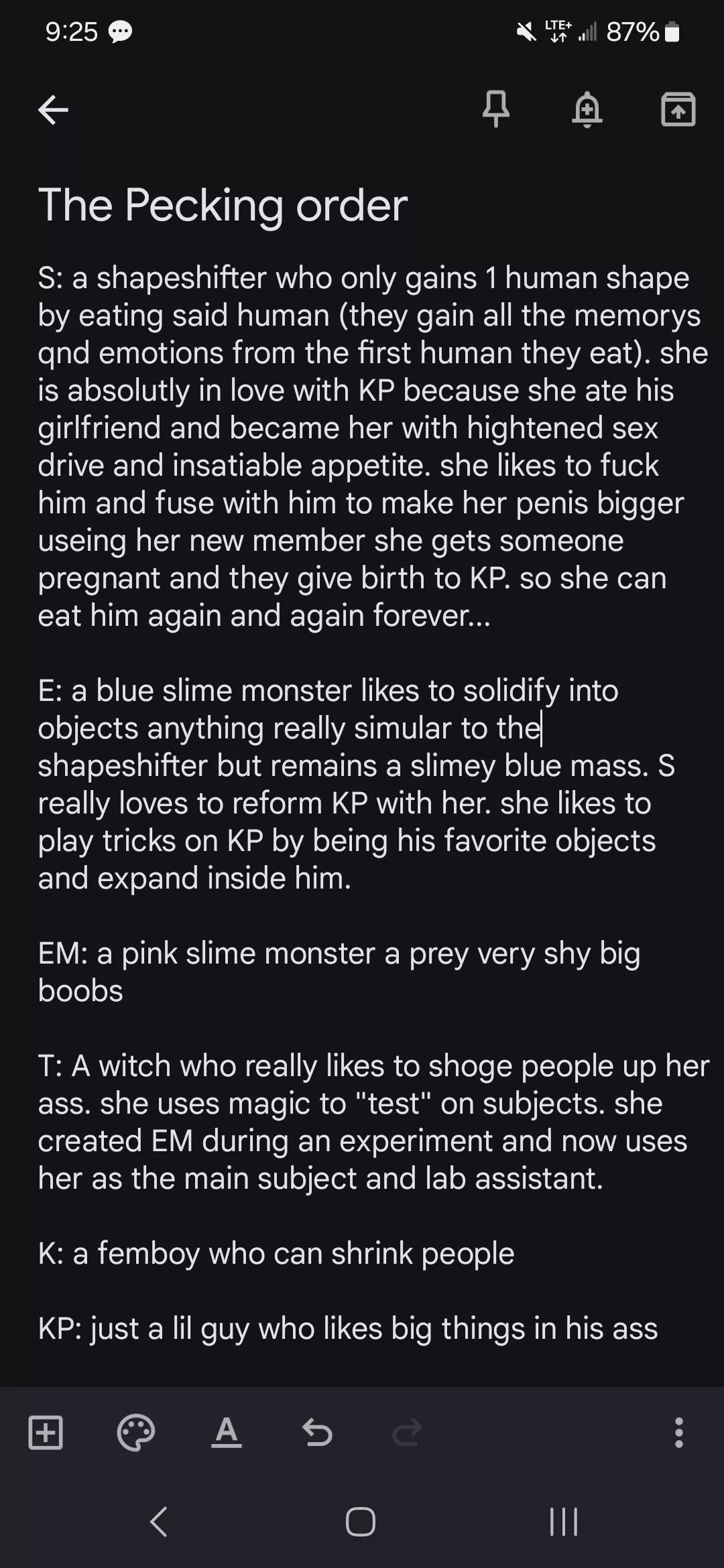 {Discussion}Trying to create vore characters