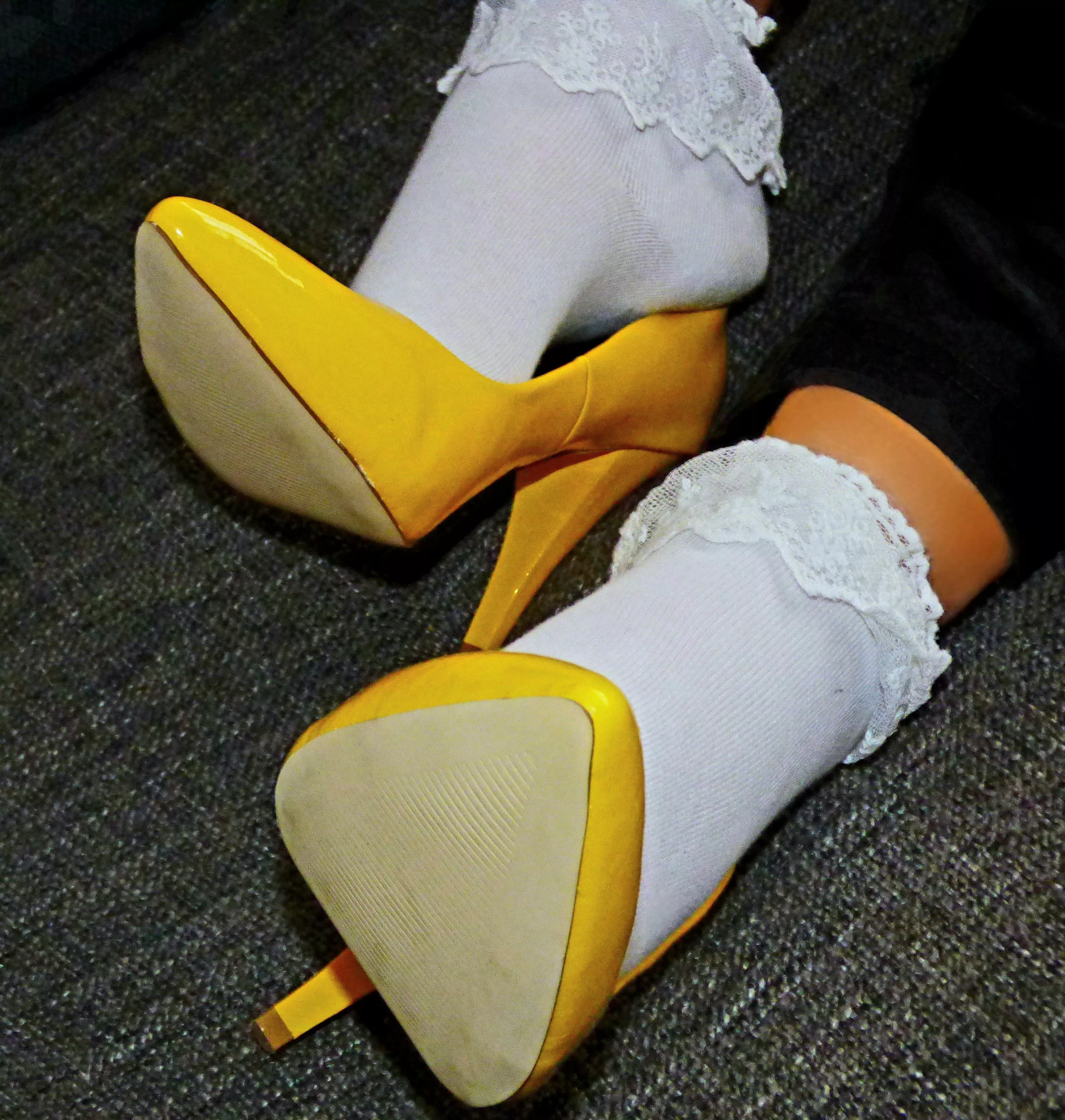 Do you like the heels and socks combination?