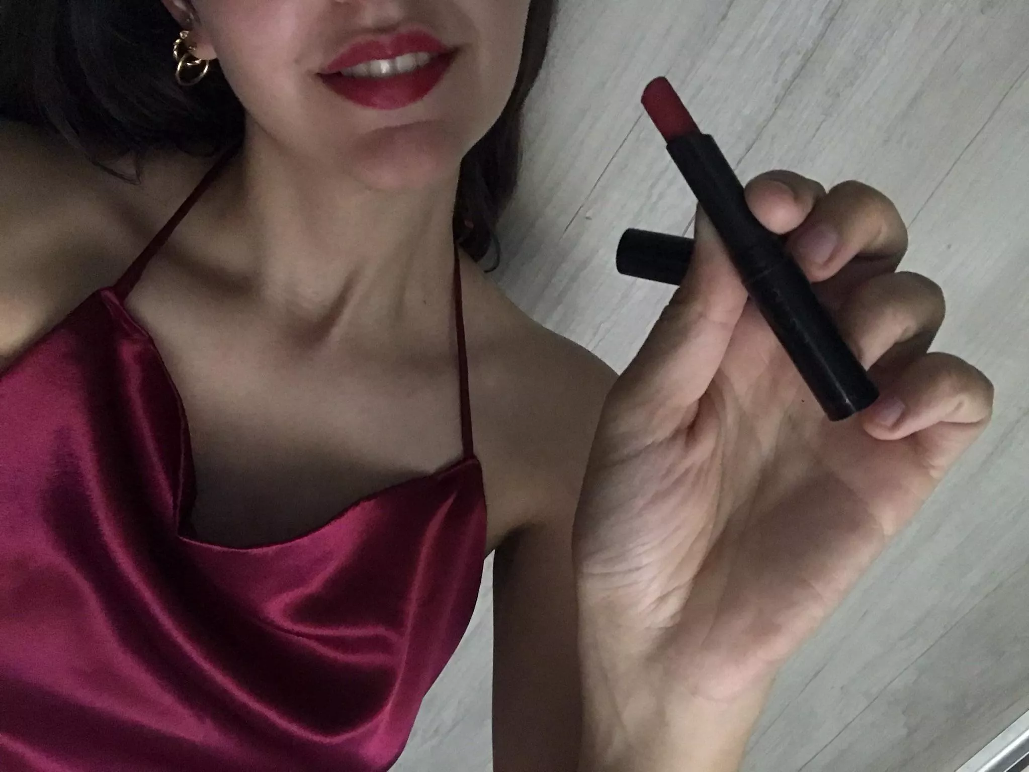 Haha, my lipstick is bigger than your penis, right? I imagined it
