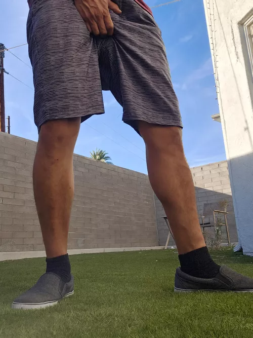 Let's have fun outside and let them hear you moan. 