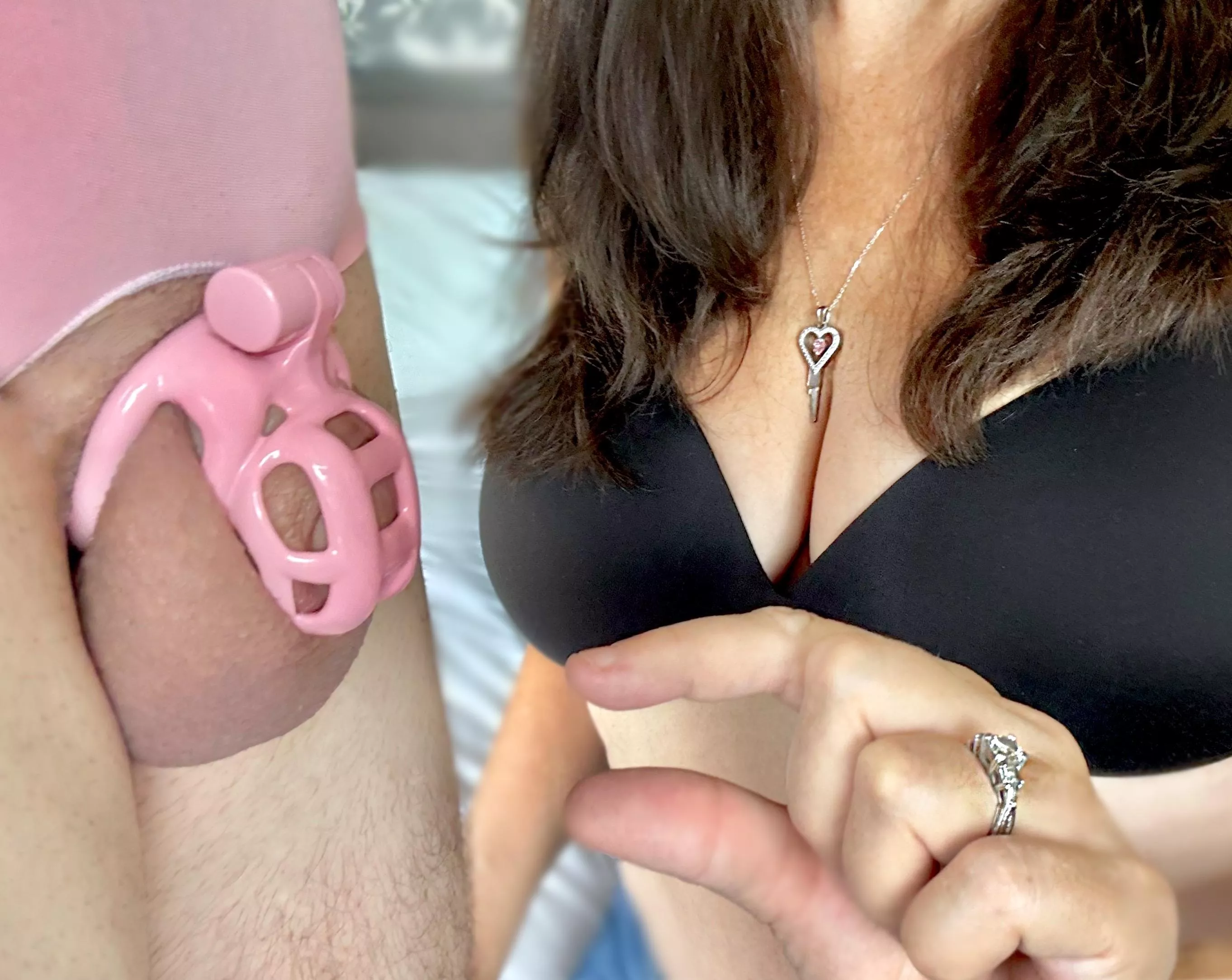 One more day of Locktober left! This is the longest he's ever been locked, especially in his new micro. He looks so cute down there now - so much better than looking at his tiny little penis. I think he needs to wear his clit cover from now on, don't y