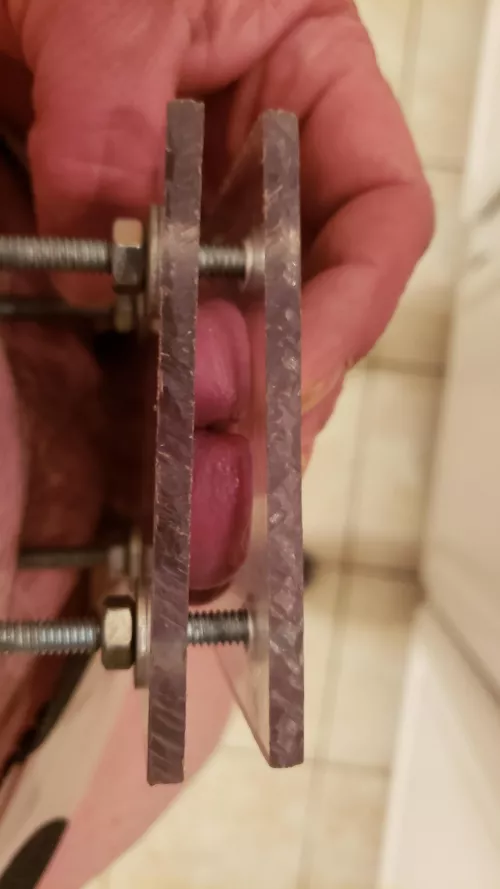 Side view of my crushed penis