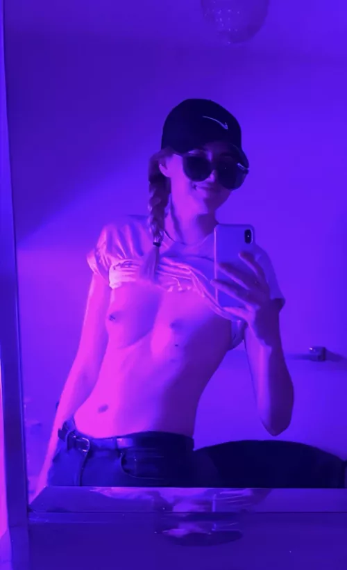 Waiting in the bathroom like this to give someone a “treat”