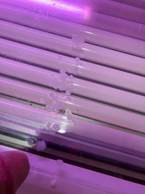 Horny after my workout this morning so I left a surprise on the tanning bed oops my bad 