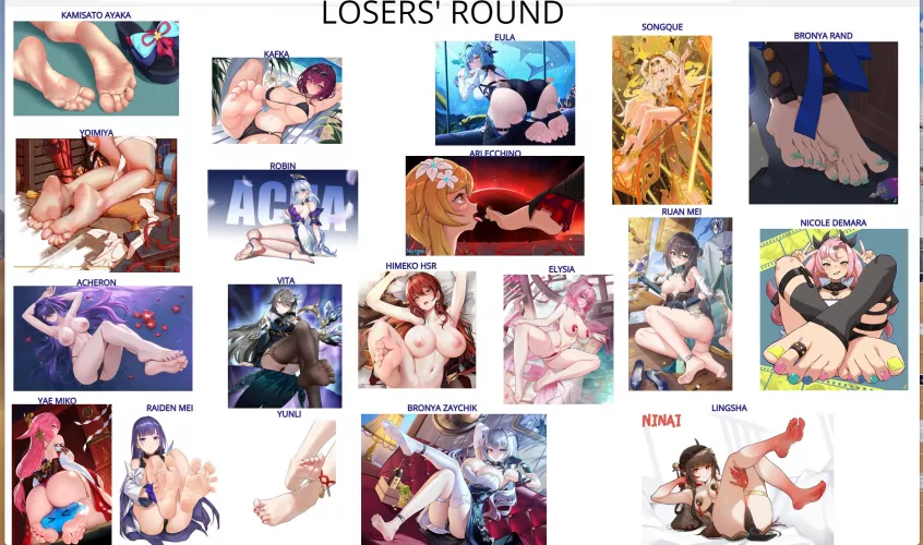 Hoyoverse Feet Tournament LOSERS' ROUND / First Bracket Winners Announced / Top 3 Comment Wins