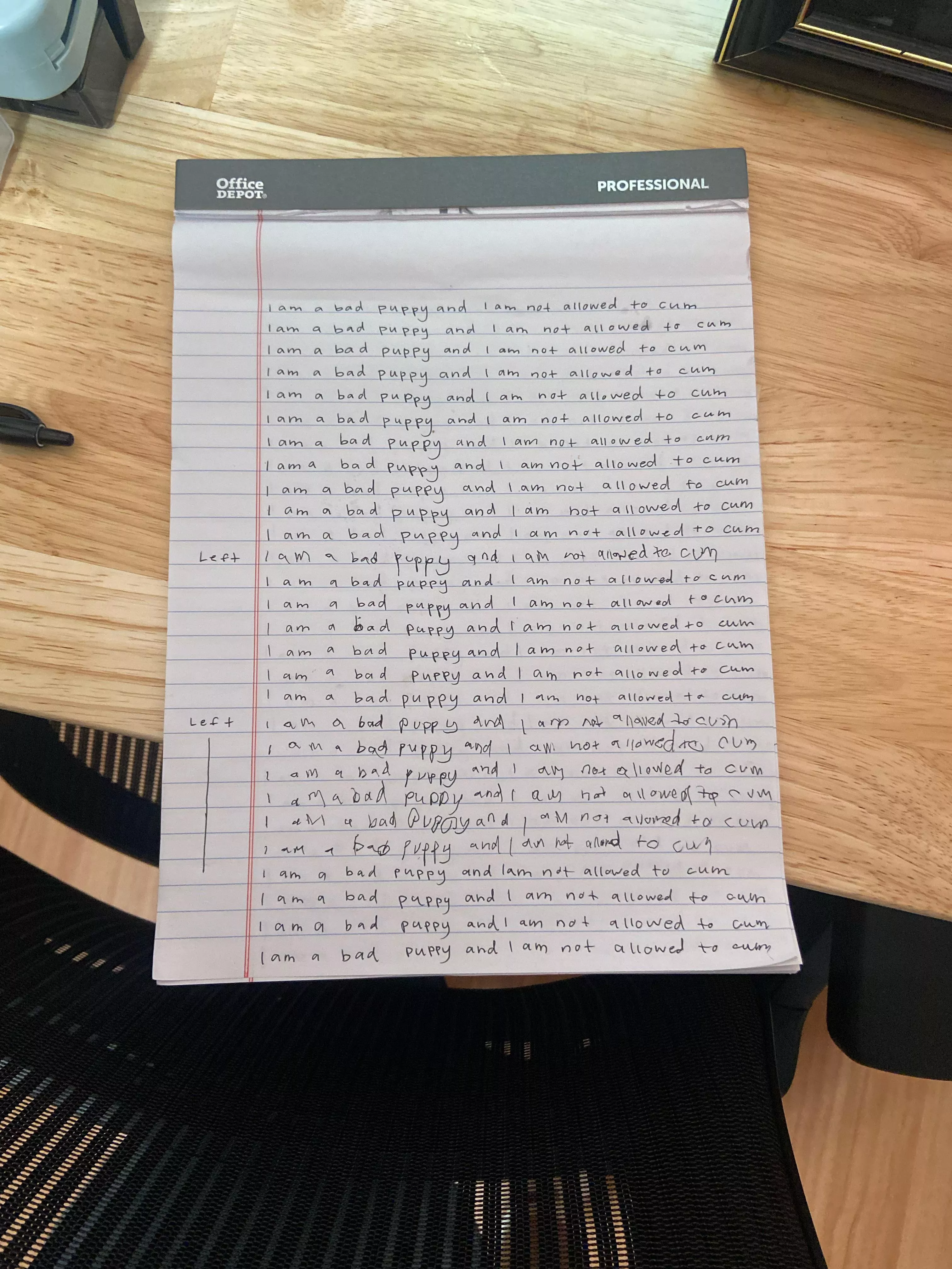 Lines that i had to write for Daddy