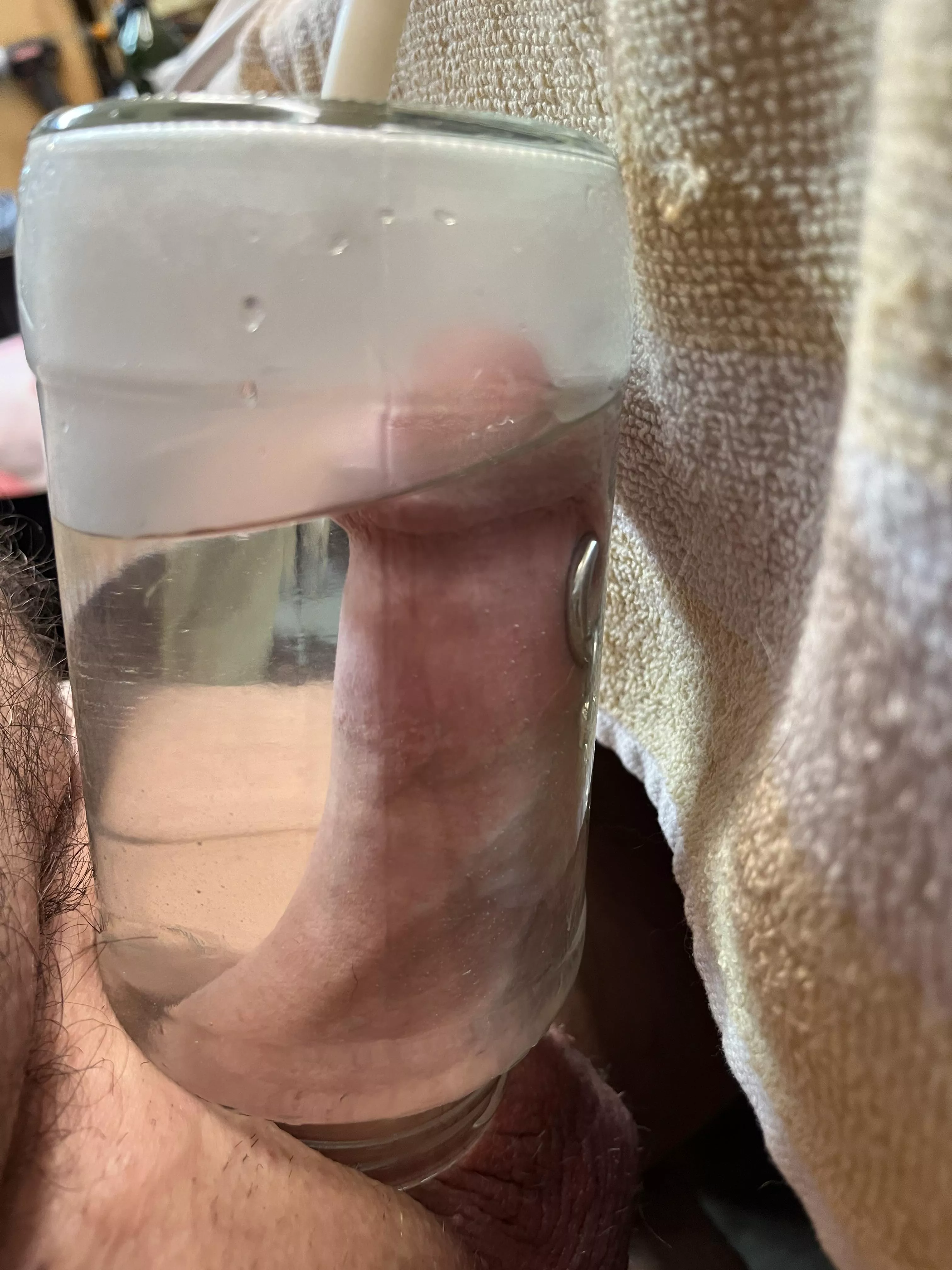 Pumping my already fat cock, hot water and epsom salts