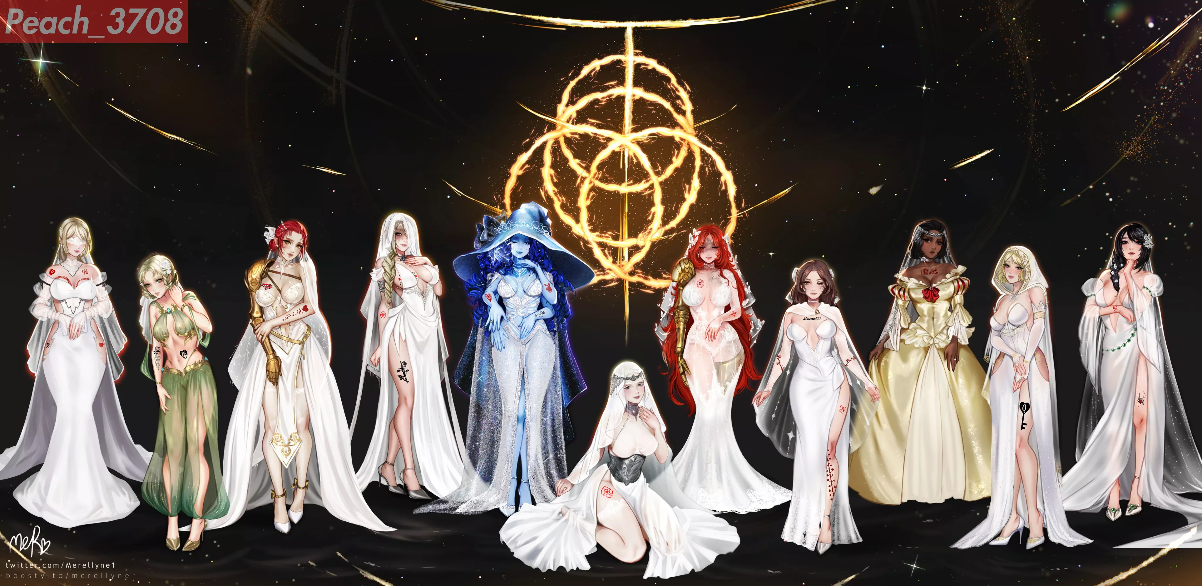 A Bleached Elden Ring Harem | Art By Merellyne1