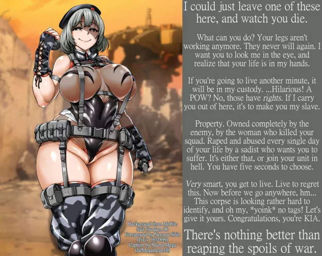 captured by enemy soldier [rape][femdom][slave][your life is ruined but the millitary probably did that anyway]