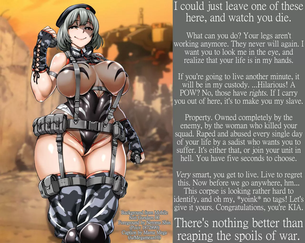 captured by enemy soldier [rape][femdom][slave][your life is ruined but the millitary probably did that anyway]