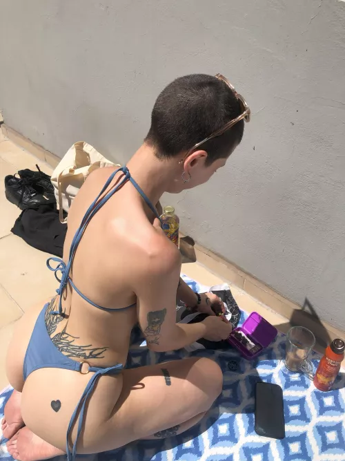 sunny day, swimming pool and of course weed