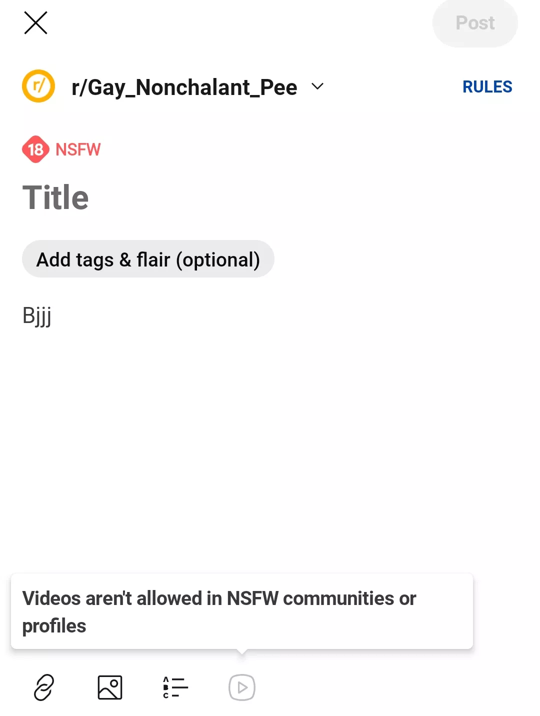 Why can't I post videos, check the screen shot 