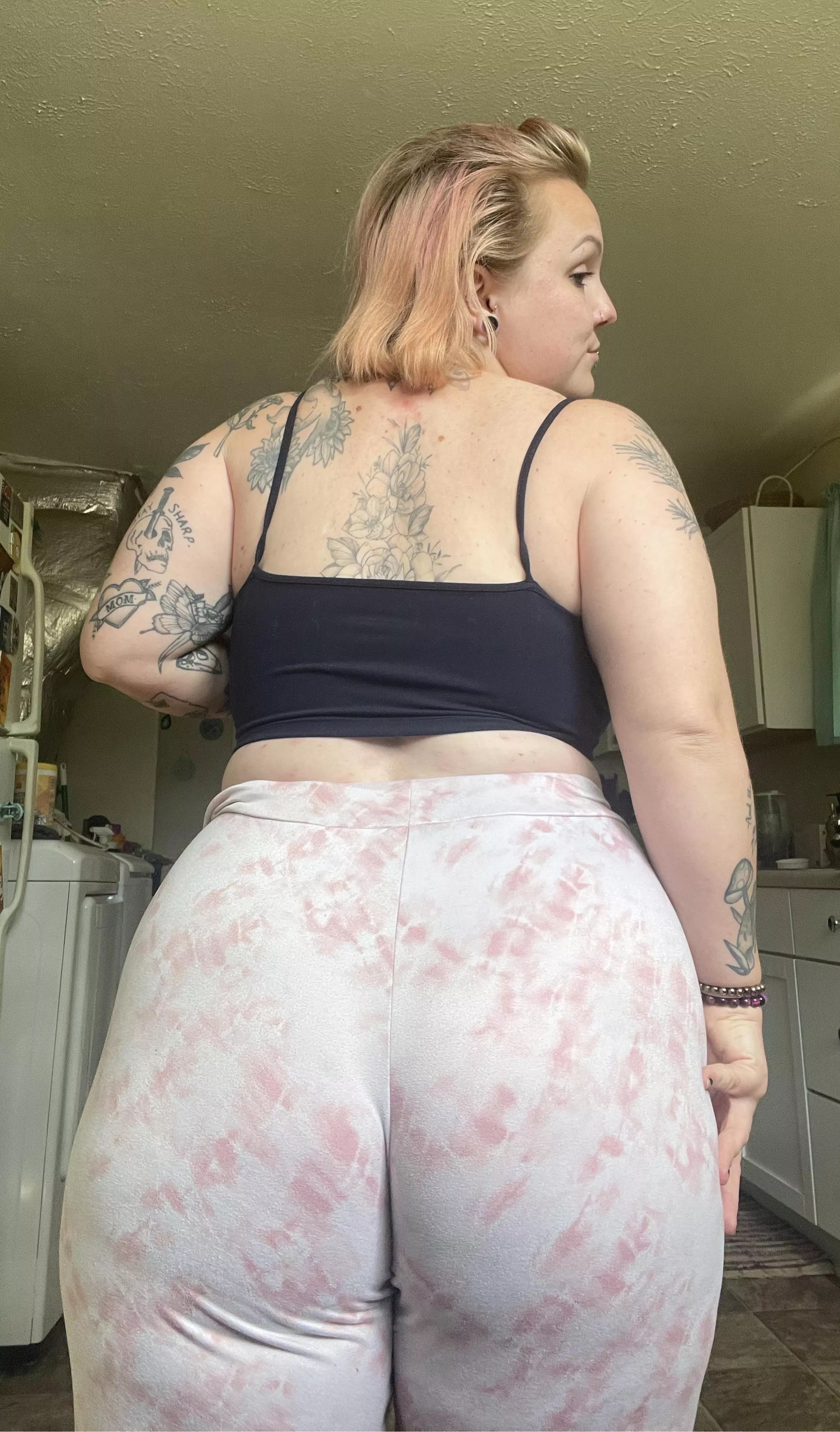 How about you slide them down and fuck me in the kitchen?