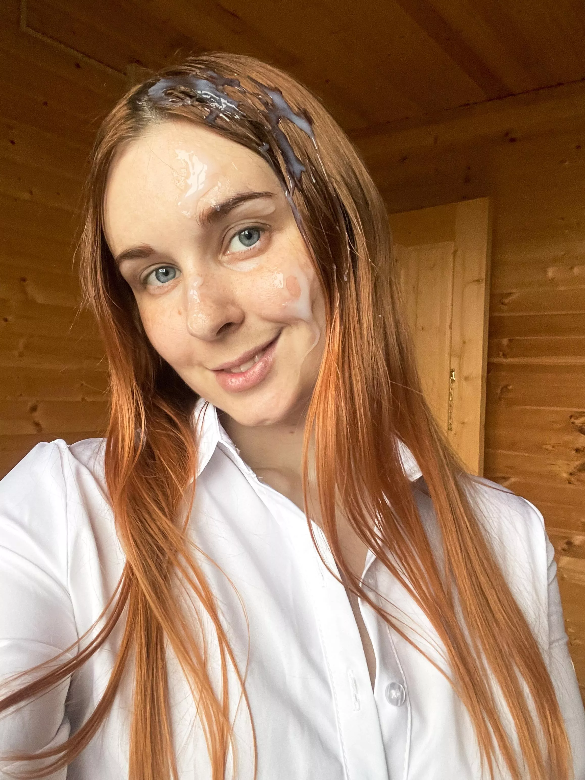 I love taking photos with cum on my hair