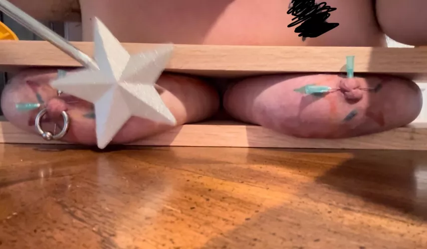 Just ya know, keeping with the vise theme but added needles and beatings. Sir has the best ideas.