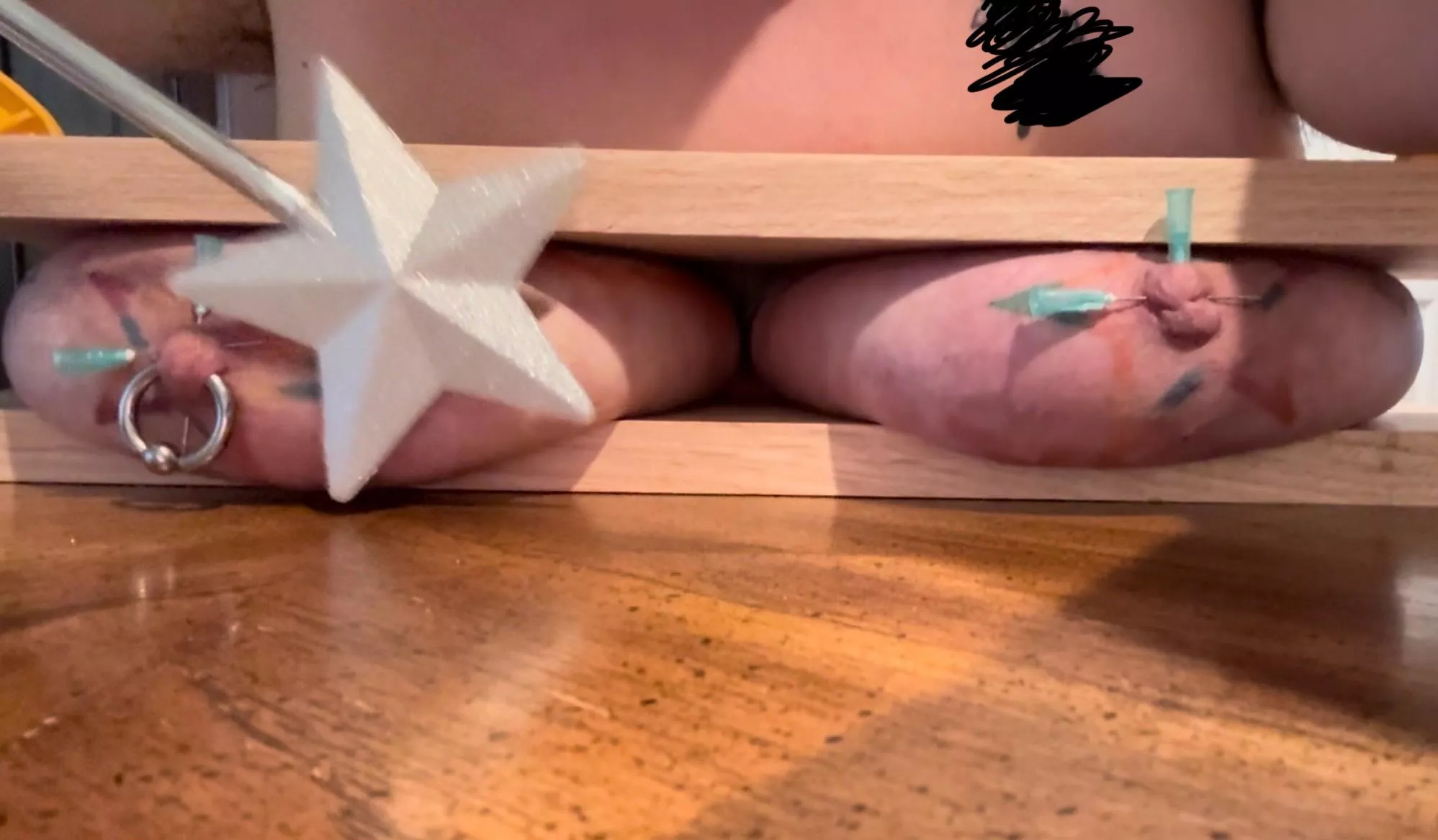 Just ya know, keeping with the vise theme but added needles and beatings. Sir has the best ideas.