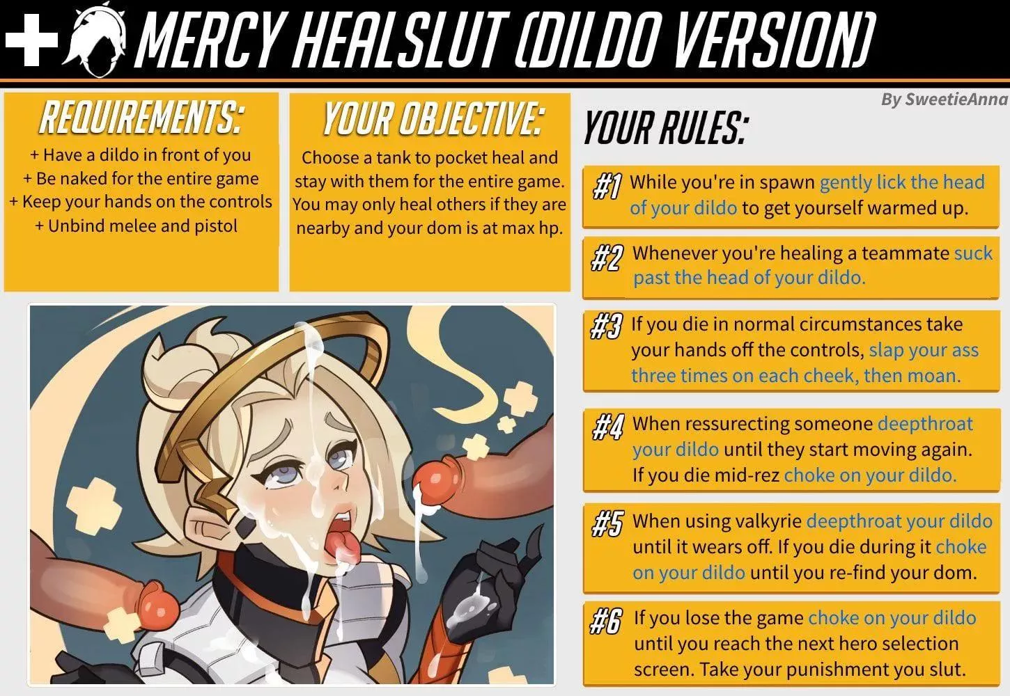 Here’s some proper instructions on being the best healslut you can be! Good luck. 