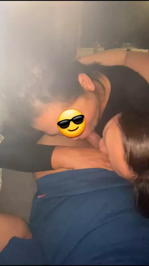 2 Hongkong girls compete to suck dominant daddy's Brown cock...