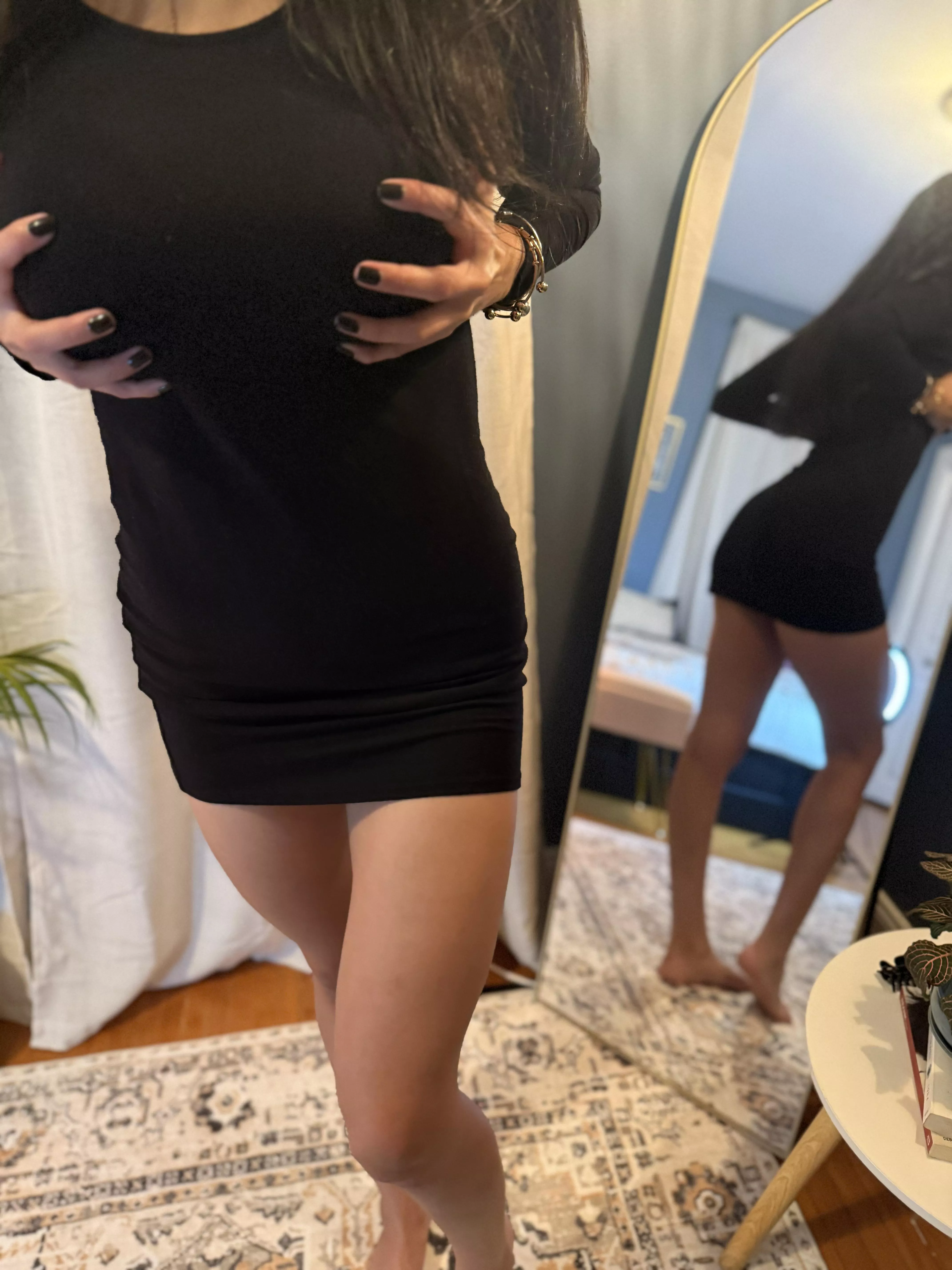 Mini dress paired with my long hair 