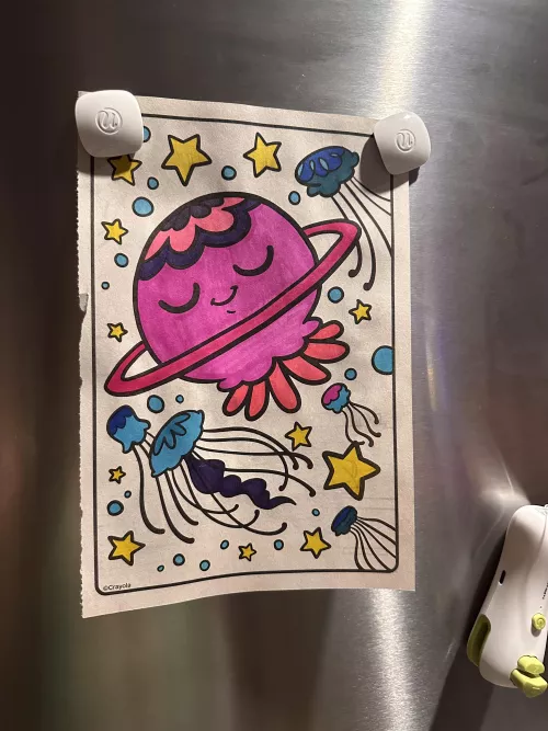 When your coloring page goes on the fridge 