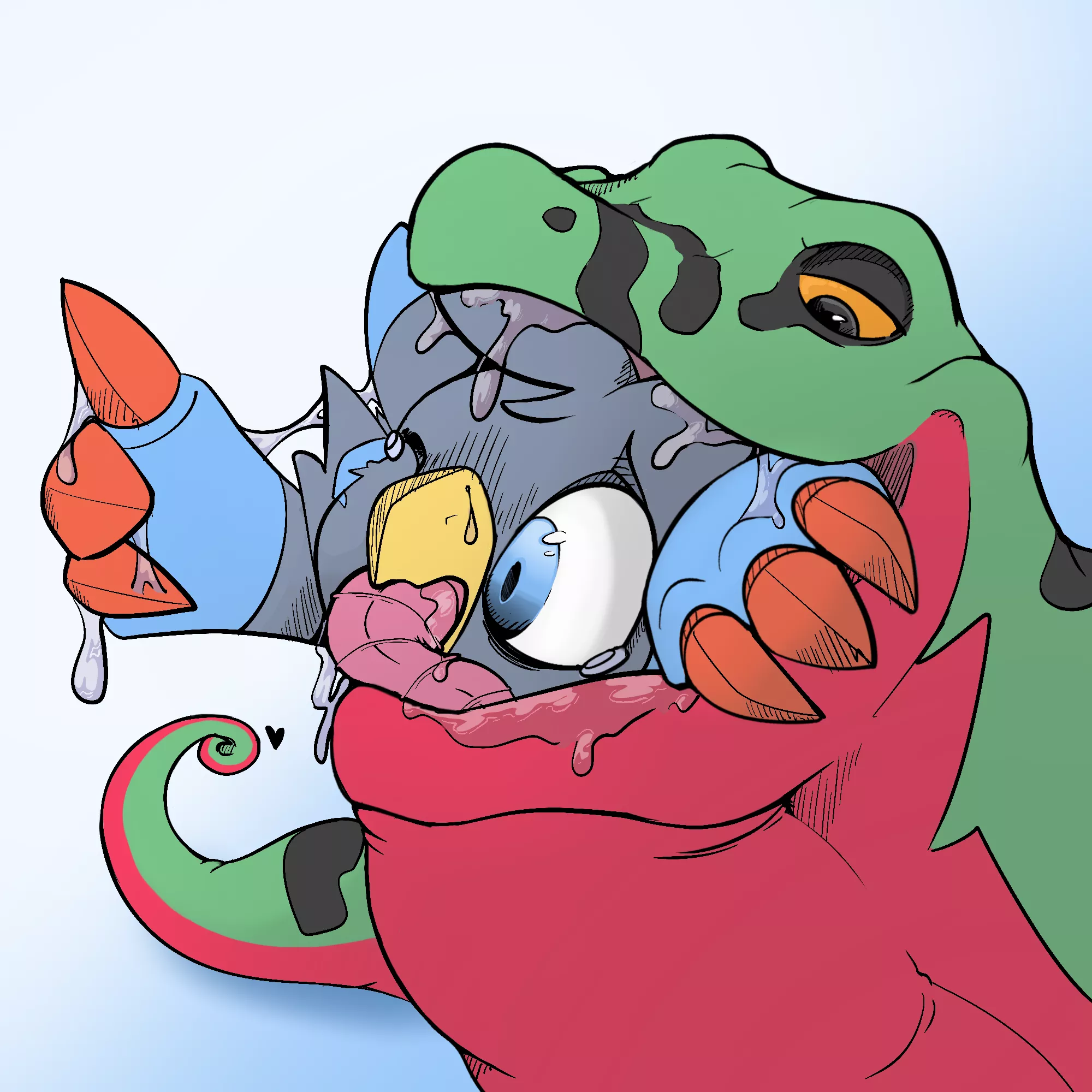 Gulped by a lizard! (wax feather)