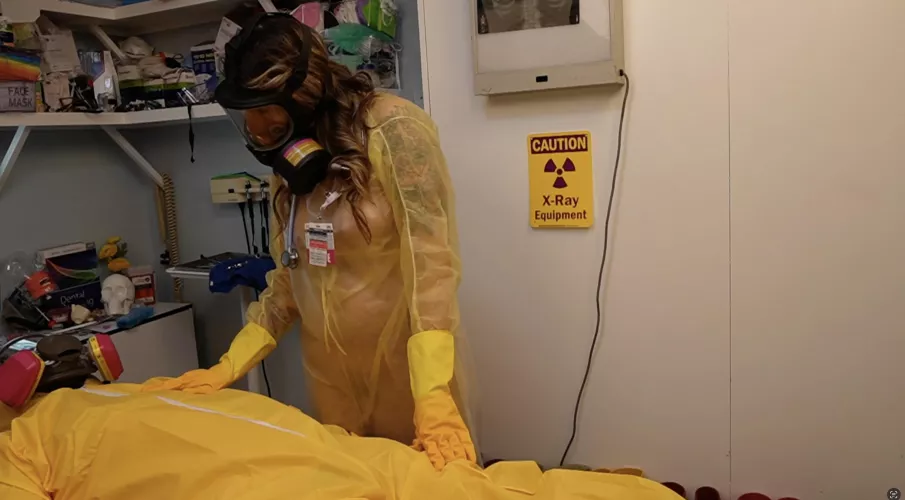 Had to wear rubber gloves with a patient 