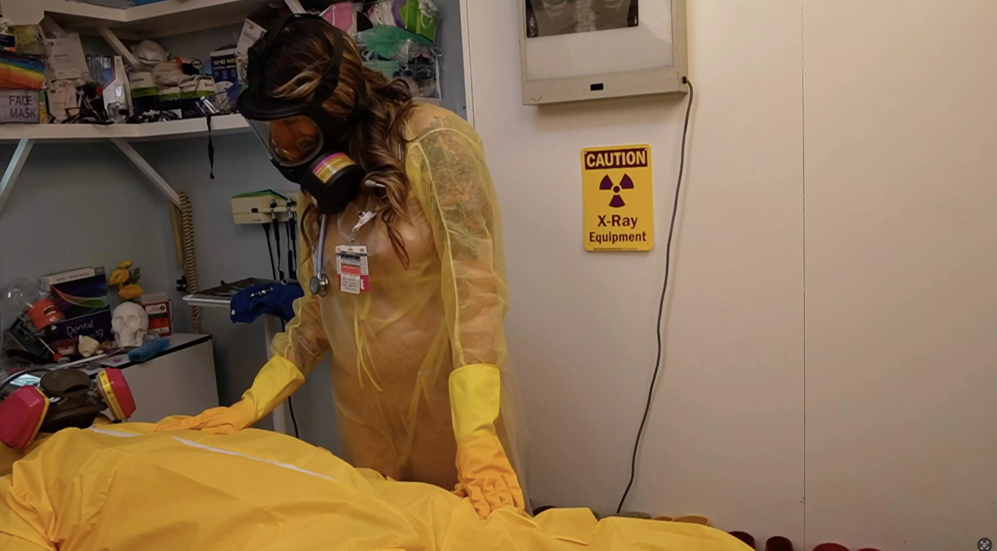 Had to wear rubber gloves with a patient 