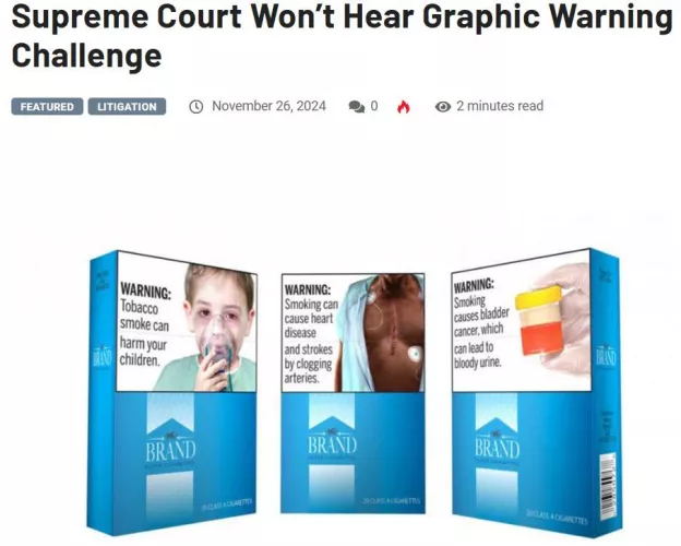 Major Legal Hurdle Cleared As U.S Supreme Court Declines To Hear Graphic Cigarette Warning Challenge