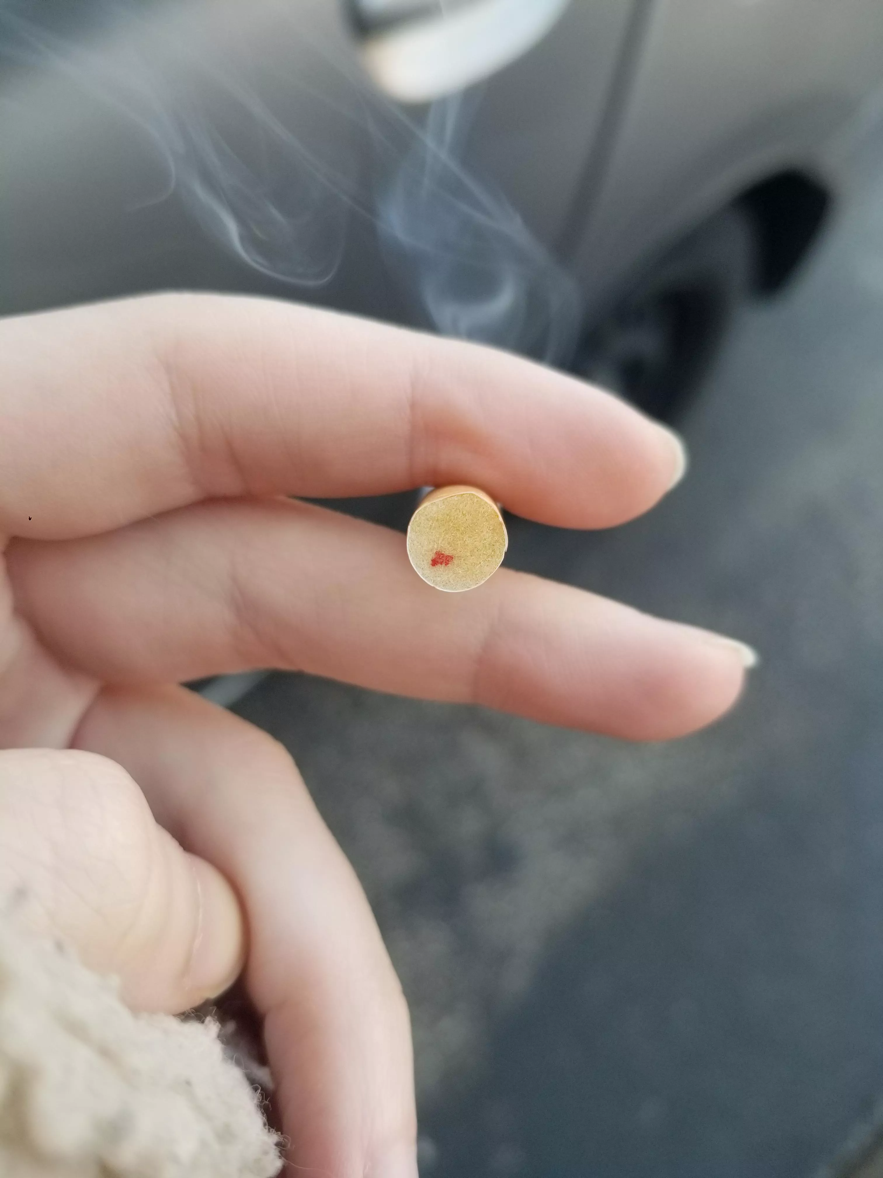 My cig had blood on the filter?