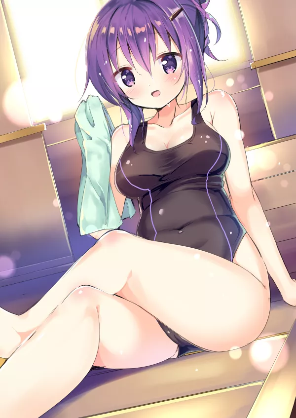 Busty Tedeza Rize wear Black Swimsuit enjoying Sauna time [Gochuumon wa Usagi Desu ka] (kurou)