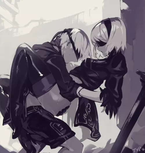 9S and 2B (Art by optionaltypo)