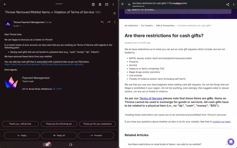 BIG HEADS UP: Throne as a tipping platform - watch your cash gift titles! (Body)