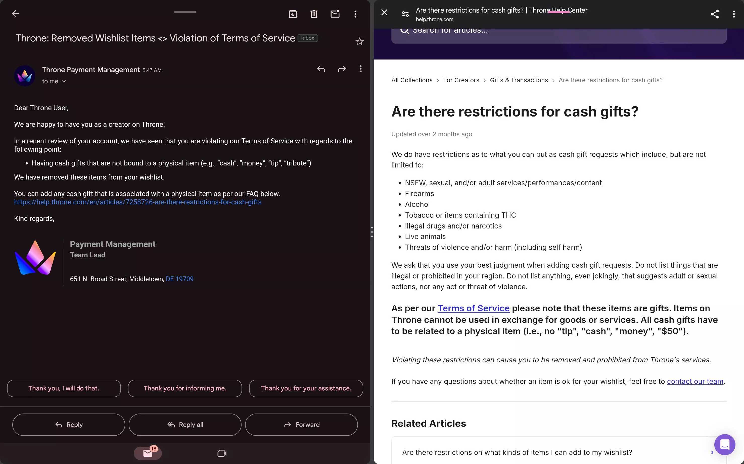 BIG HEADS UP: Throne as a tipping platform - watch your cash gift titles! (Body)