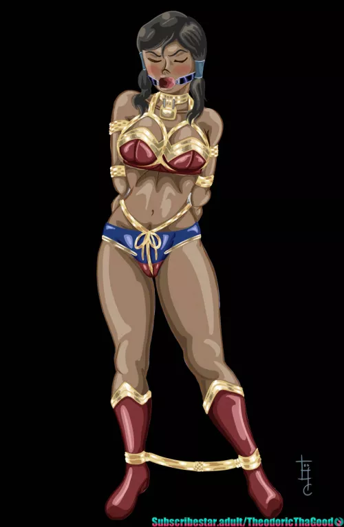 Korra cosplaying slave Wonder Woman 