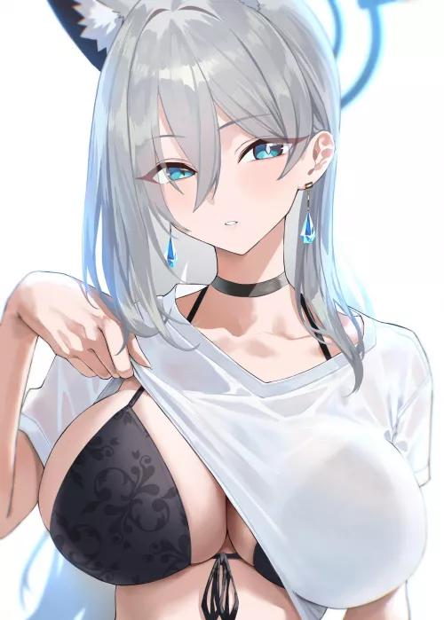 Shiroko Terror revealing a boob