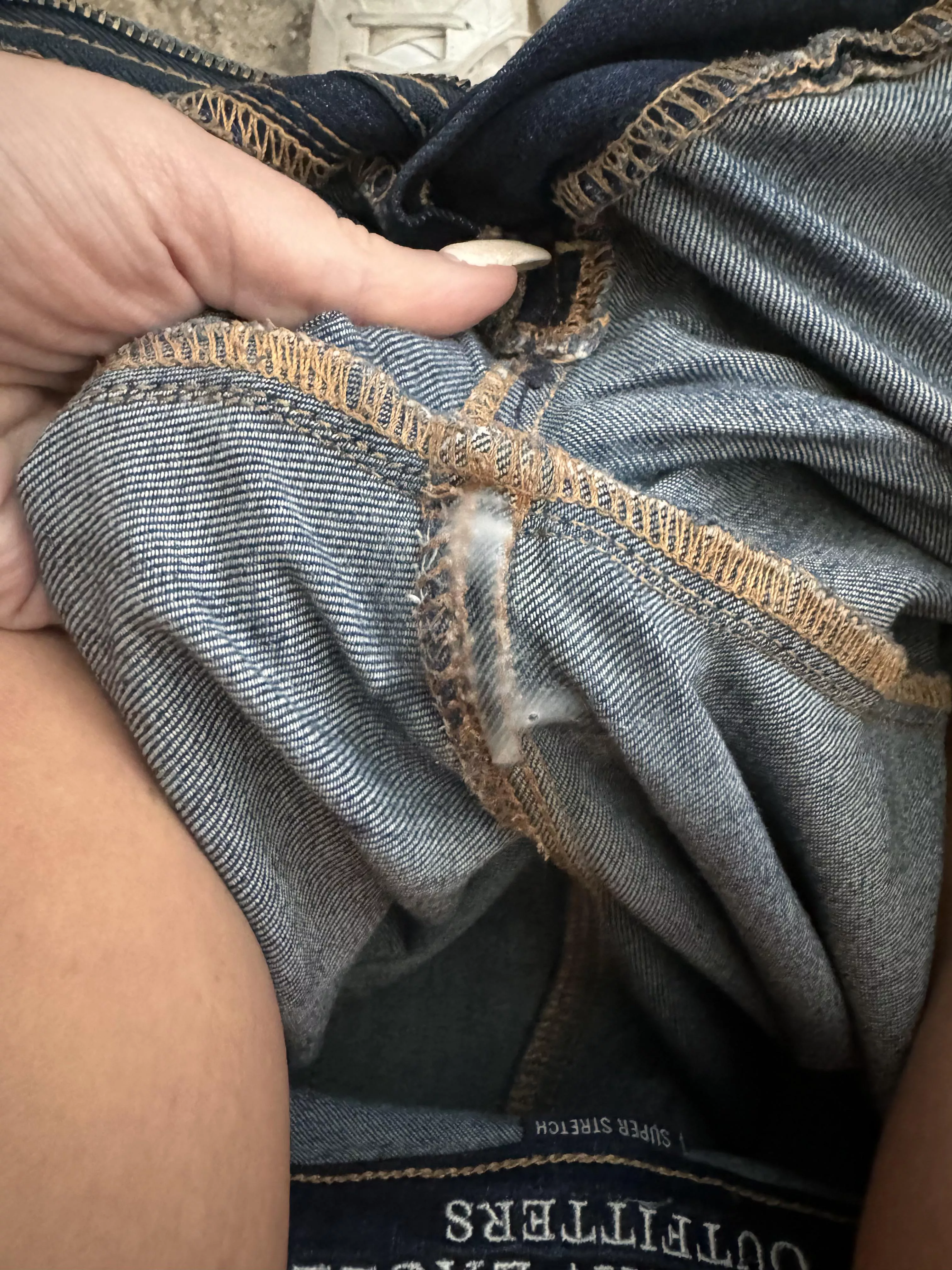 Didn’t wear panties and ended up creaming my jeans!  