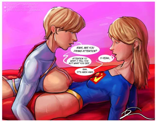 Powergirl trying to teach Supergirl (CarlosDLima)