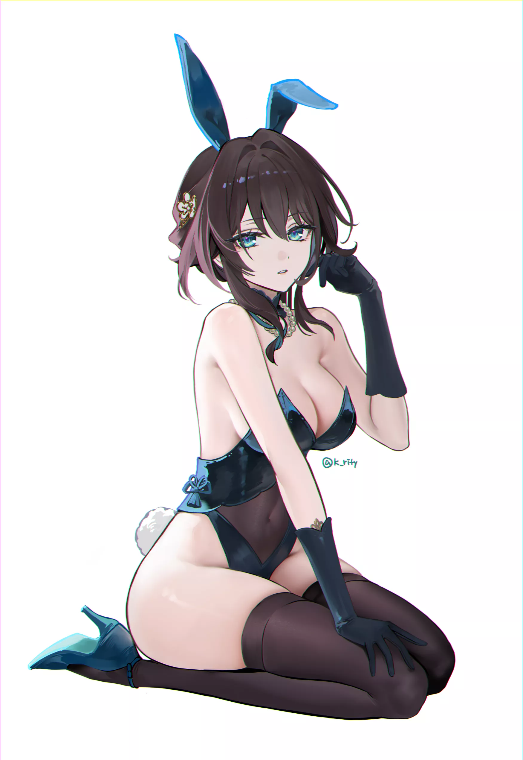 Ruan Mei wearing a bunny outfit