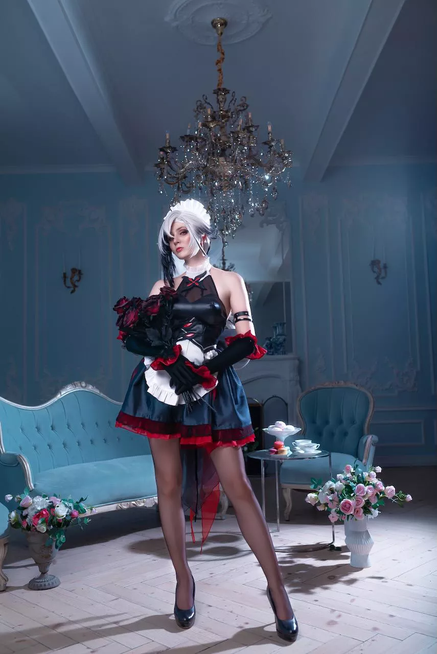 Arlecchino maid outfit cosplay by BellatrixAiden