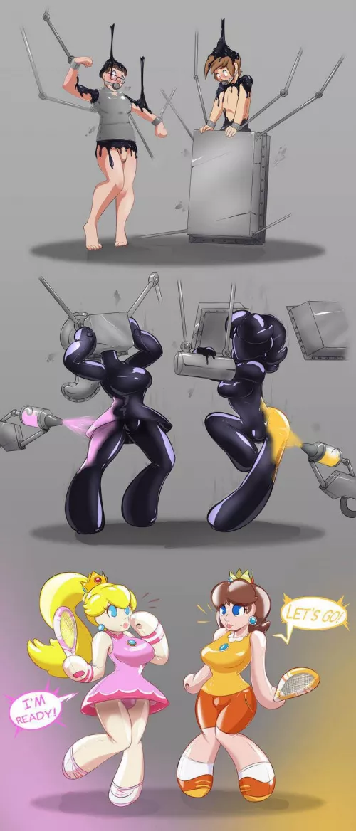 Ready for the Court {M Human -> F Rubber/Latex Inanimate Princess Peach & Daisy; Twinning/Character TF} from HelixJack Ready for the Court {M Human -> F Rubber/Latex Inanimate Princess Peach & Daisy; Twinning/Character TF} from HelixJack