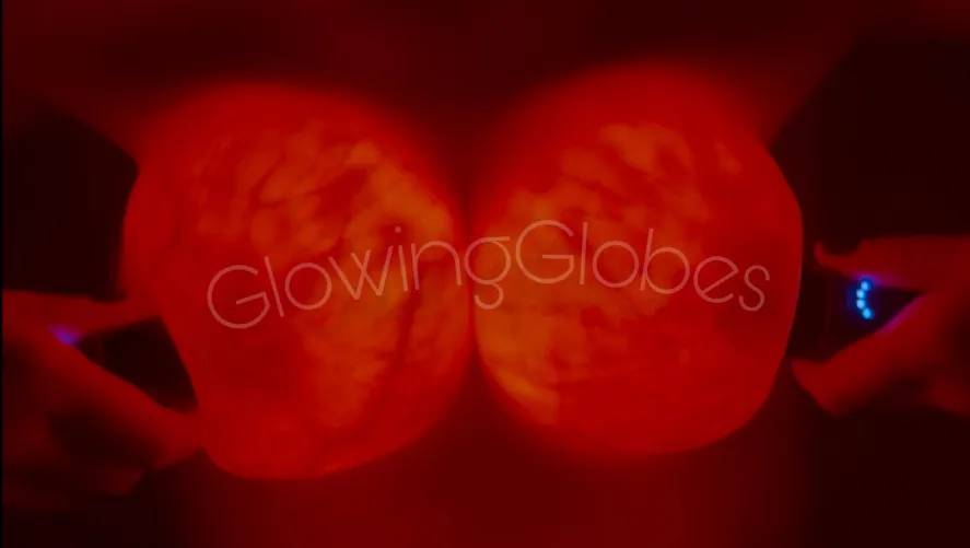 Glowing globes compressed together 