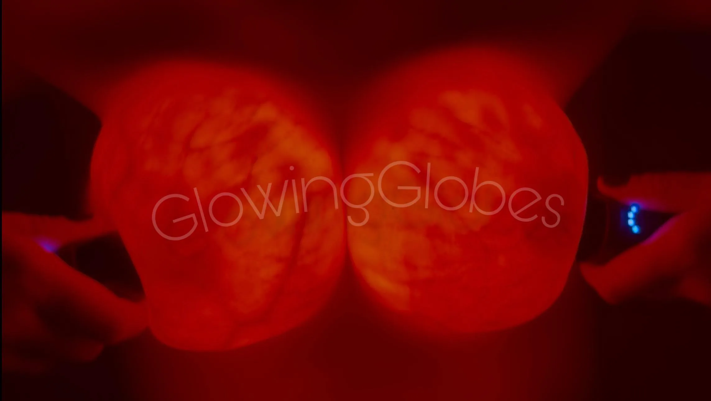 Glowing globes compressed together 