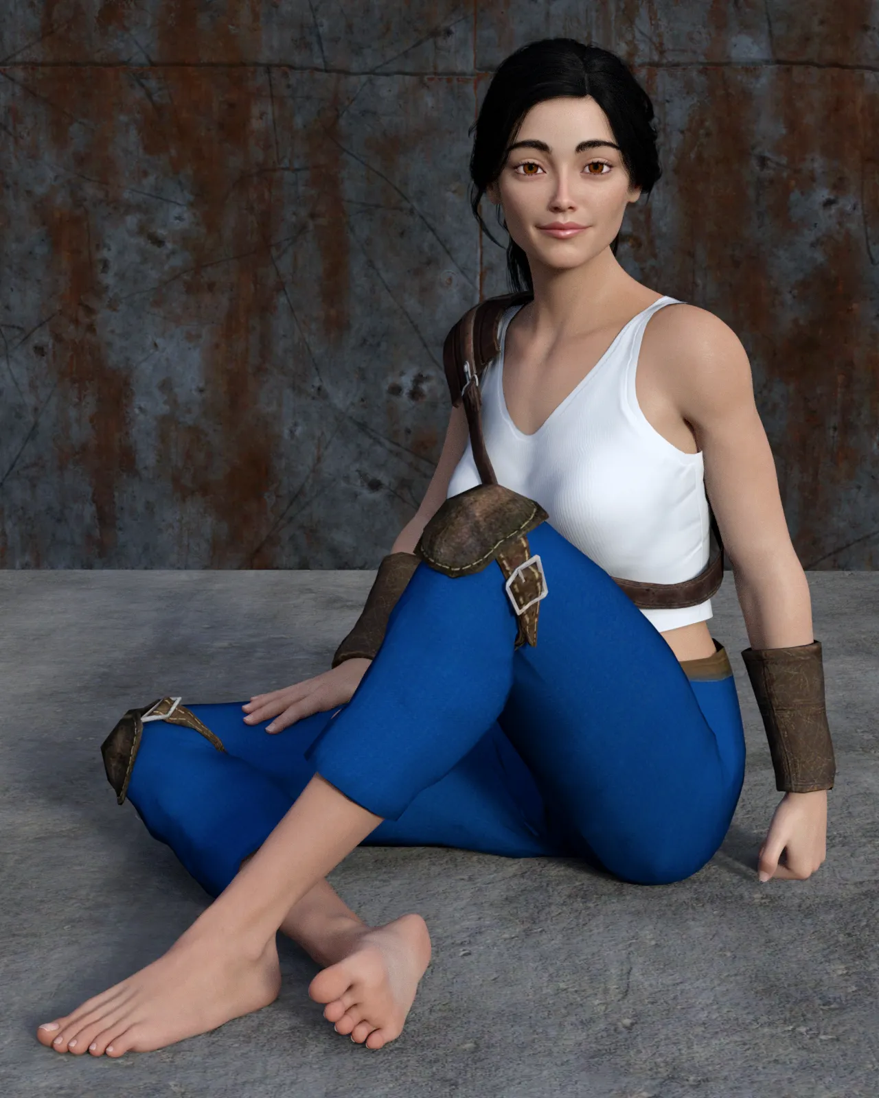 Lucy Maclean takes off her boots to relax and let her feet get some fresh air giving you a glimpse of her bare sole (SoleMann)