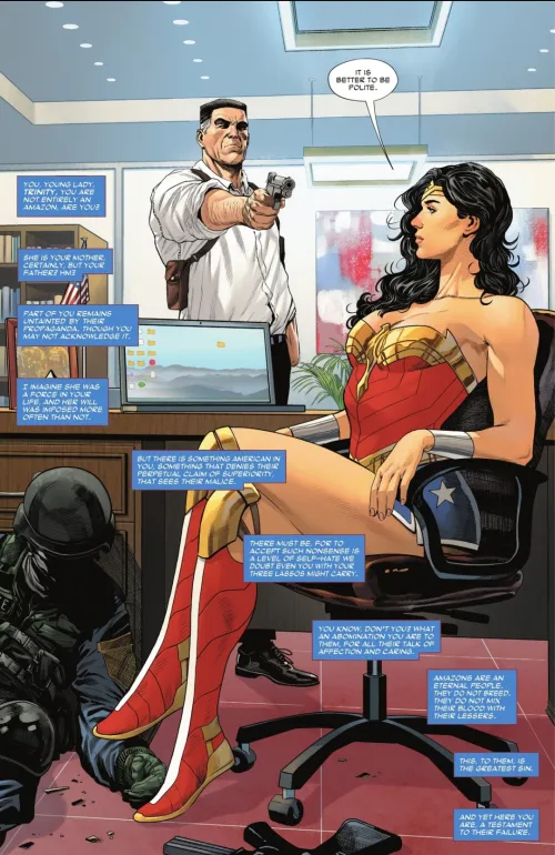 Not a fan of Tom King's Wonder Woman, but I do like how her skirt doesn't cover her ass when she sits down