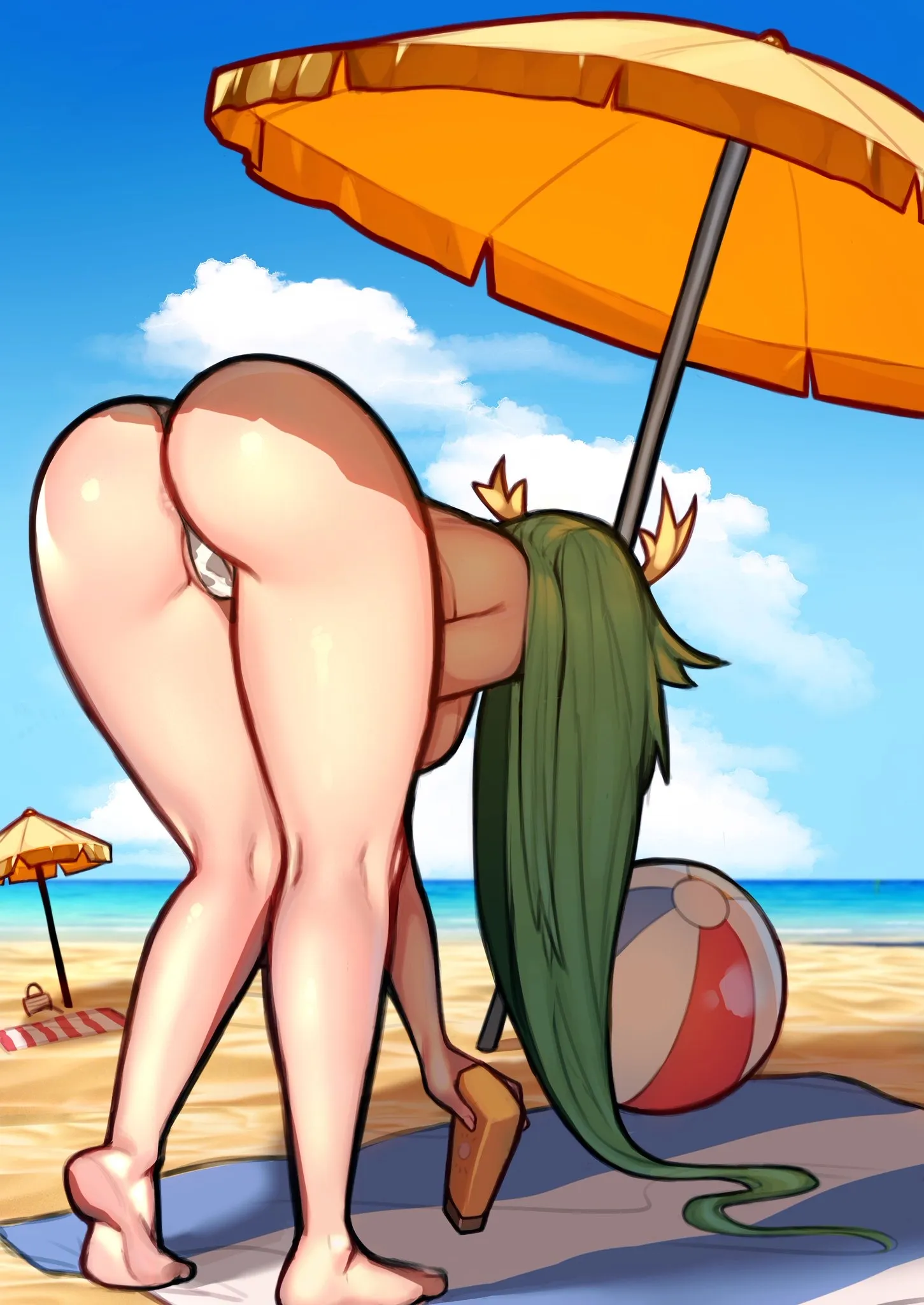 Palutena bending down to show to Pit her big ass and thick thighs she wants him to breed 