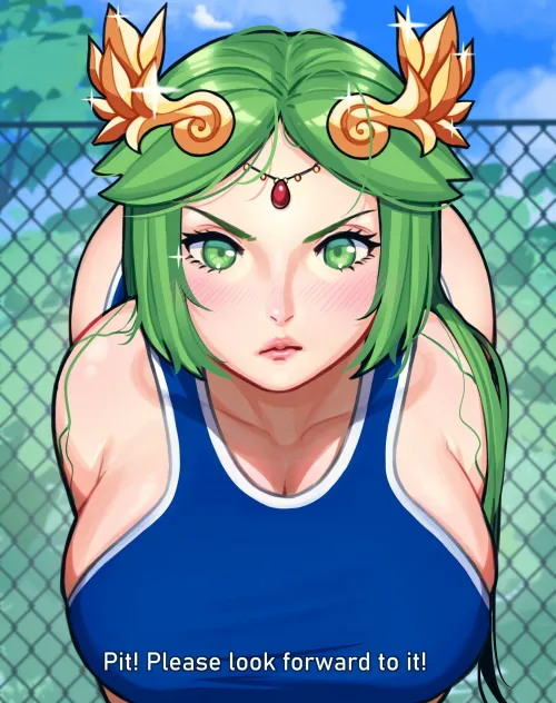 Palutena entered a swimming competition just so Pit could see her exposed body