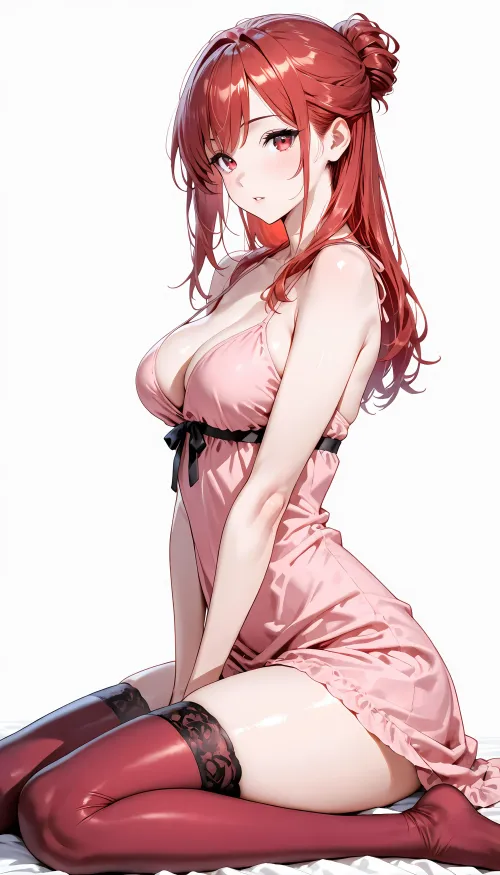 Redhead in Red Thigh-Highs 